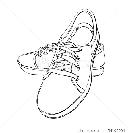 Sneakers sketch isolated on white background. Sneakers sketch isolated on white background. 54106904