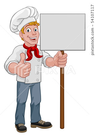 Chef Cook Baker Sign Cartoon - Stock Illustration [54107117] - PIXTA