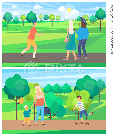 Family and Friends Outdoor, People in Park Vector Family and Friends Outdoor, People in Park Vector 54107152