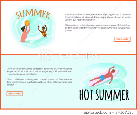 Hot Summer People Playing Waterpolo Website Set 54107153