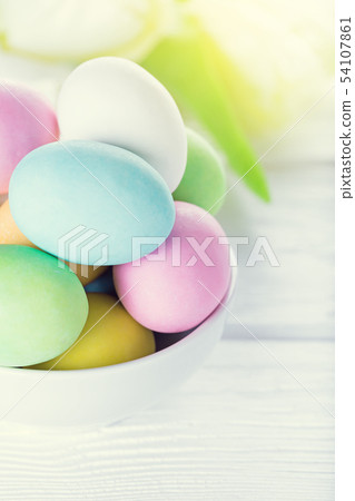 Colorful easter eggs. Happy Easter card Colorful easter eggs. Happy Easter card 54107861