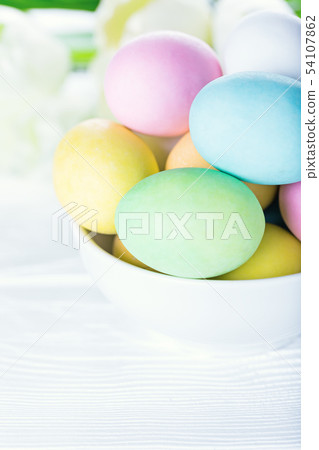 Colorful easter eggs. Happy Easter card Colorful easter eggs. Happy Easter card 54107862