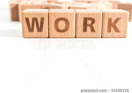 Work wooden blocks of business concept isolated on Work wooden blocks of business concept isolated on 54109158