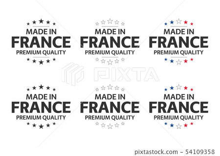 Set of six French icons, Made in France symbols 54109358