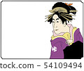 Ukiyo-e style arrangement illustration Kabuki style Oiran character without 54109494