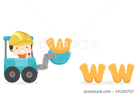 Kid Boy Developer Excavator Illustration 54109787
