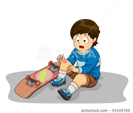 Kid Boy Bruise Skateboard Illustration 54109789
