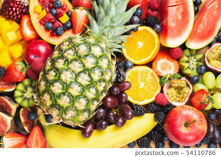 Delicious rainbow fruits background Delicious rainbow fruits background 54110786