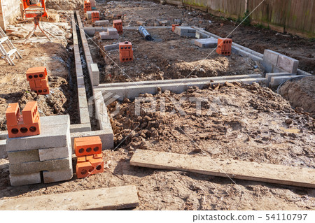 Foundation work of the house Foundation work of the house 54110797