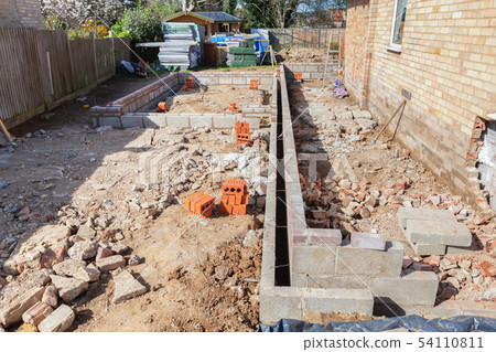 Foundation work of the house Foundation work of the house 54110811