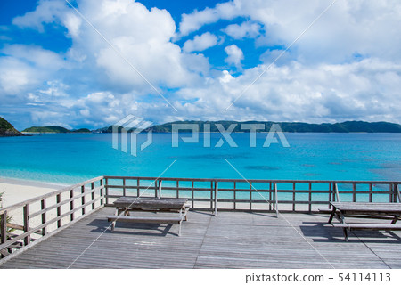 Sun deck of Okinawa old zamami beach 54114113