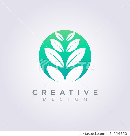 Vector Logo Design Leaf Circle Symbol Icon - Stock Illustration ...