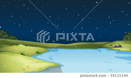 A nature landscape at night - Stock Illustration [54115144] - PIXTA