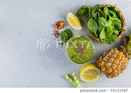 Green smoothie and ingredients 54115397