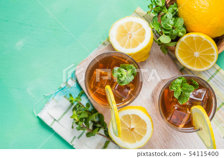 Ice tea in glasses Ice tea in glasses 54115400