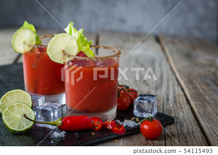 Bloody mary cocktail and ingredients Bloody mary cocktail and ingredients 54115493