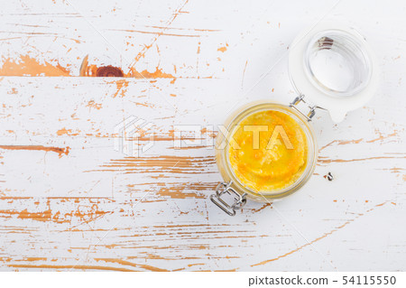 Selection of colorful hummus in jars 54115550