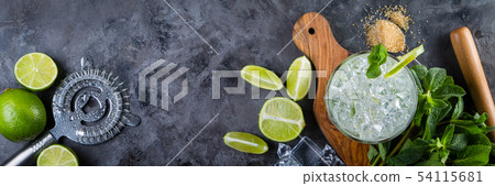 Mojito cocktail and ingredients Mojito cocktail and ingredients 54115681
