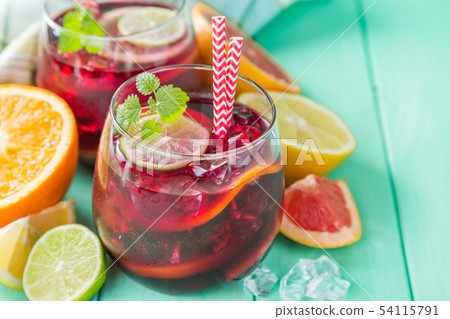 Sangria and ingredients in glasses 54115791