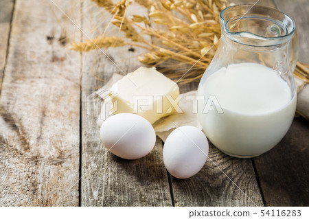 Baking concept - ingredients on rustic wood background 54116283