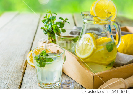 Classic lemonade in glass jars Classic lemonade in glass jars 54116714