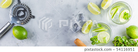 Mojito cocktail and ingredients Mojito cocktail and ingredients 54116951