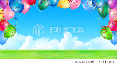 氣球草甸風景背景 54118504