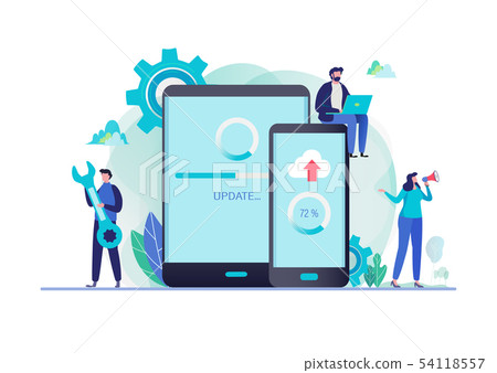 System updates with people updating operation System updates with people updating operation 54118557