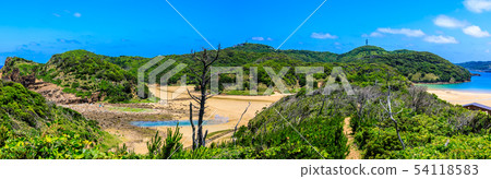 蘆之島（從山頂到海灘的全景）全景[長崎縣贊岐市] 54118583