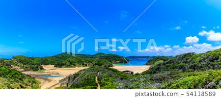 蘆之島（從山頂到海灘的全景）全景[長崎縣贊岐市] 54118589