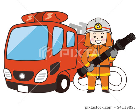 Firefighter man and ladder fire engine Firefighter man and ladder fire engine 54119853