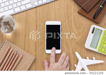 Desktop smartphone high angle Desktop smartphone high angle 54121143