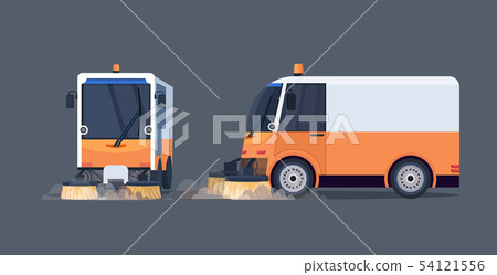 modern street sweeper truck front and side view industrial vehicle cleaning machine urban road modern street sweeper truck front and side view industrial vehicle cleaning machine urban road 54121556
