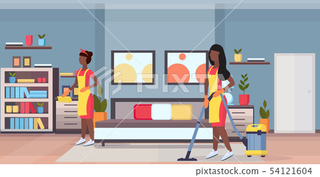 janitors women cleaners in uniform working together african american girls using vacuum cleaner and janitors women cleaners in uniform working together african american girls using vacuum cleaner and 54121604
