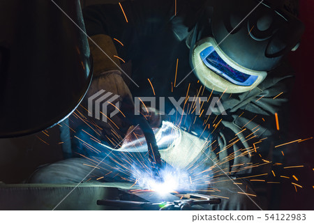 Industrial steel welder in factory welder, 54122983