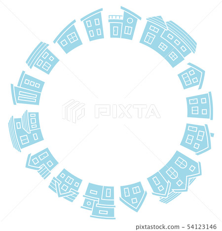 Silhouette of the house arranged in a circle (light blue) Silhouette of the house arranged in a circle (light blue) 54123146