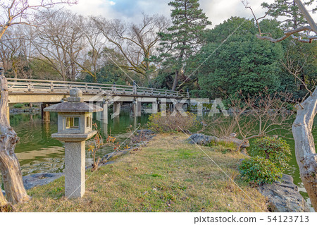 Kyoto Gyoen Kujo Pond and Takakura Bridge 54123713