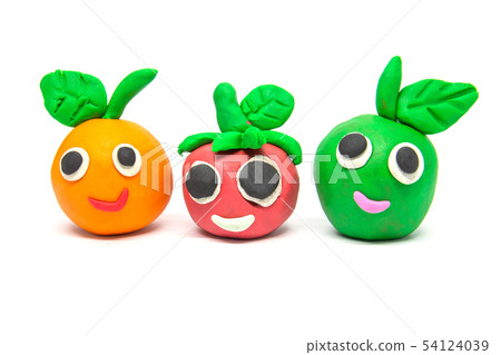 Play dough Fruit imitation on white background 54124039