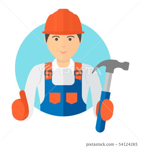 Portrait of a young worker. Builder in a helmet 54124265
