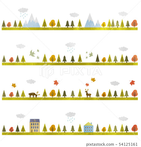 Autumn forest decorative line watercolor style 54125161