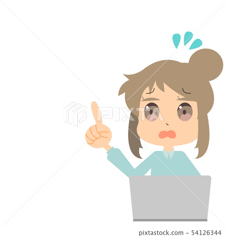 一名婦女的例證麻煩的與膝上型計算機 54126344
