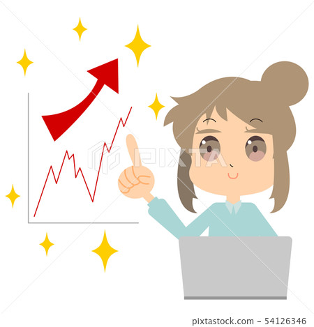 對業務成果的上升感到滿意的女人的插圖 54126346