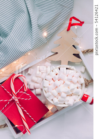 Christmas or New Year morning in bed concept Christmas or New Year morning in bed concept 54126421