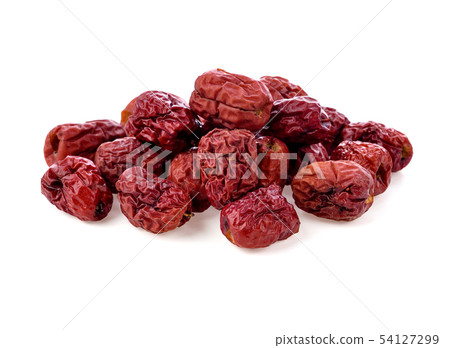 Dry red jujubes isolated on white background Dry red jujubes isolated on white background 54127299