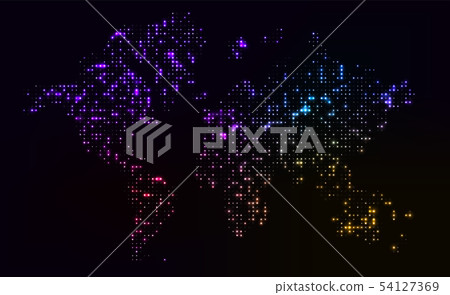 Global big data analysis visualized as glowing 54127369
