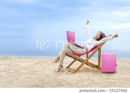 Asian business woman relax when working 54127490
