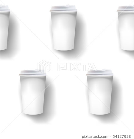 Drinks hand drawn vector seamless coffe background, cardboard cups texture 54127938