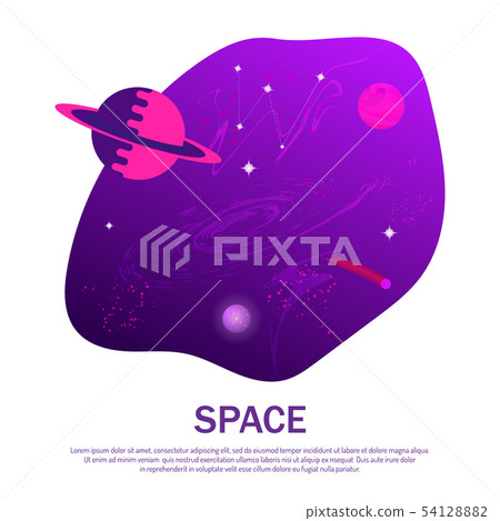 Space flat background with planets and stars 54128882