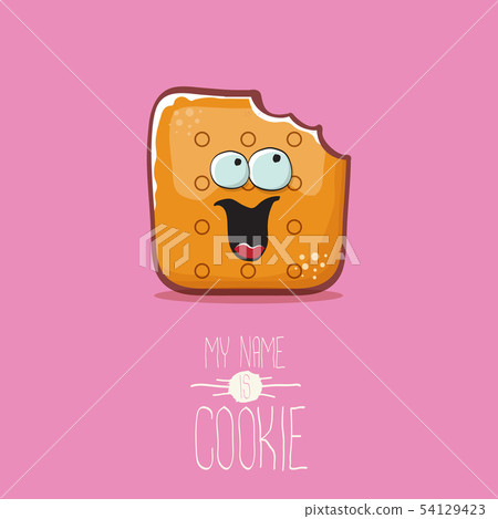 vector funny cookie character isolated on pink background. My name is cookie concept illustration 54129423
