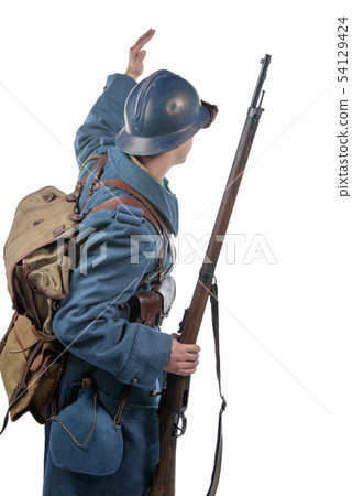 French soldier 1914 1918 ,back view, isolated on 54129424
